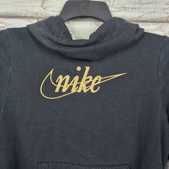 Nike Women’s Black Pullover Hoodie Gold Logo Size Small - Picture 2 of 6